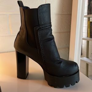 Platform black booties